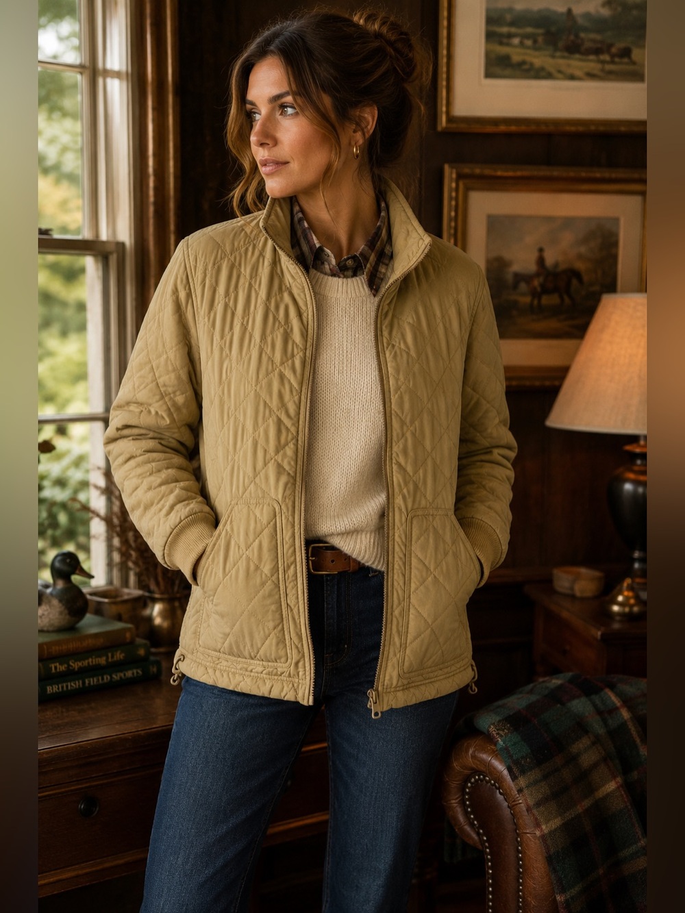 C.C. Filson Women’s XS Tan Quilted Cotton Jacket Heritage Barn Equestrian